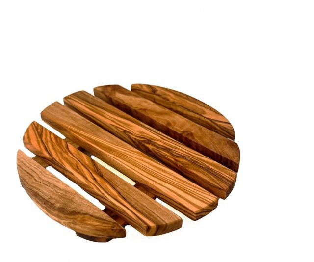 Naturally Med Olive Wood Round Trivet