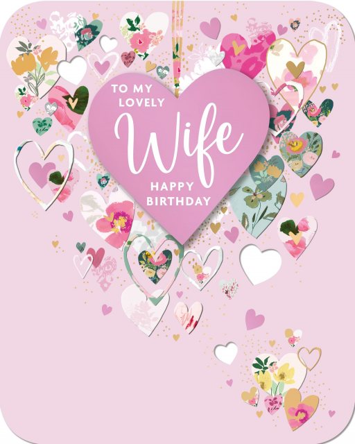 Hearts Wife Birthday Card