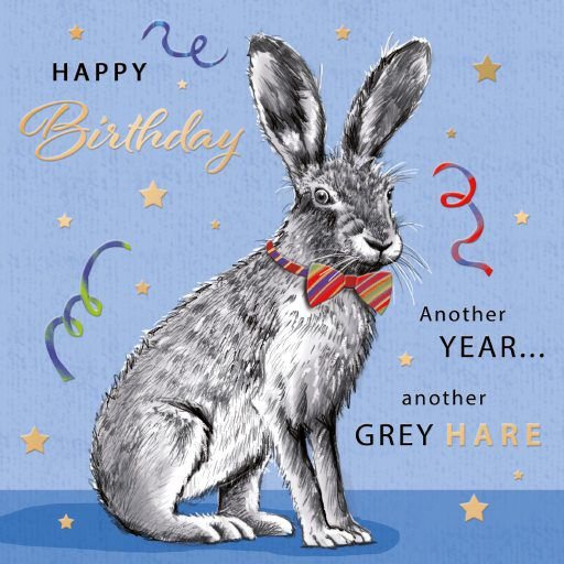 Manomals Grey Hare Birthday Card