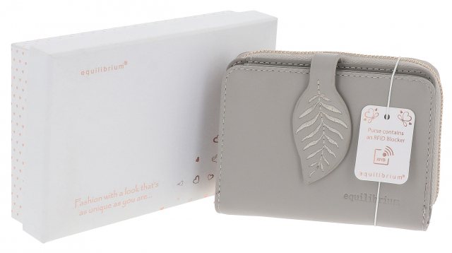 Equilibrium Embroidered Grey Leaf Purse