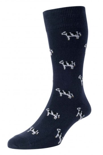 HJ Hall HJ Cotton Rich Cow Sock Navy 6-11