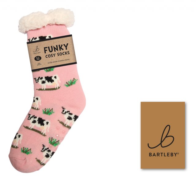 BARTLEB Bartleby Sherpa Black/White Cow Sock