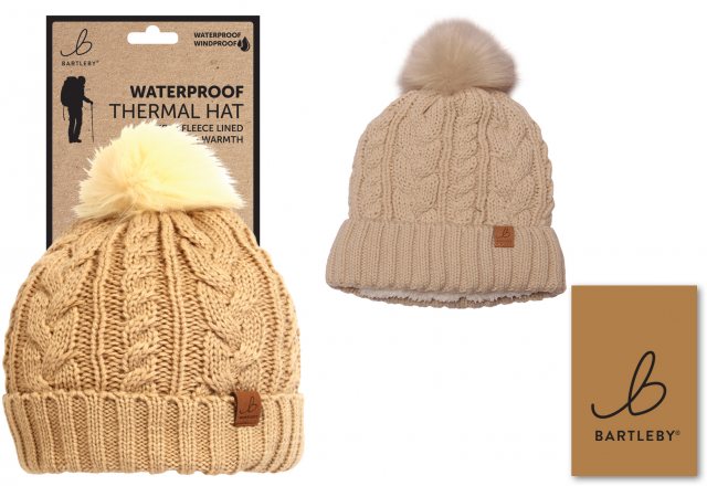 BARTLEB Bartleby Waterproof Sherpa Lined Bobble Hat Assorted