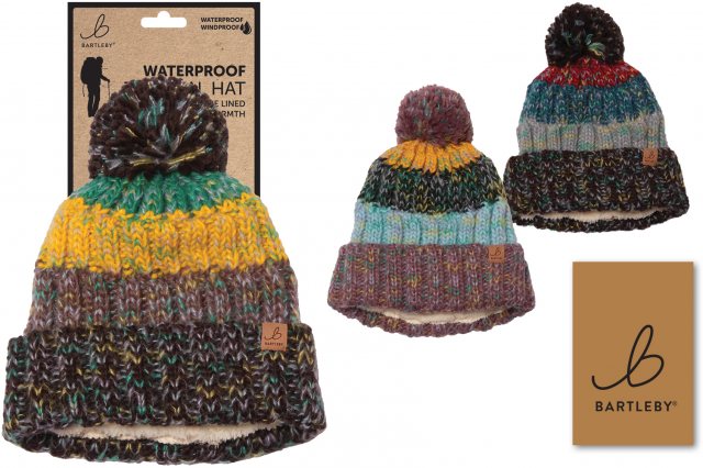 BARTLEB Bartleby Waterproof Sherpa Lined Deluxe Bobble Hat Assorted