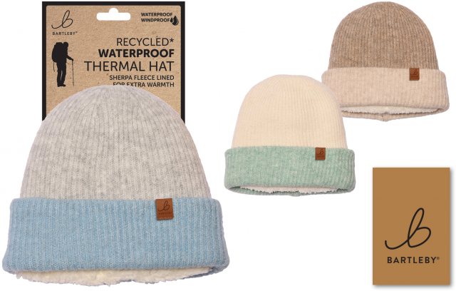 BARTLEB Bartleby Waterproof Thermal Sherpa Lined Contrast Rim Hat Assorted