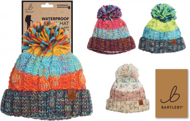 BARTLEB Bartleby Waterproof Sherpa Lined Youth Bobble Hat Assorted