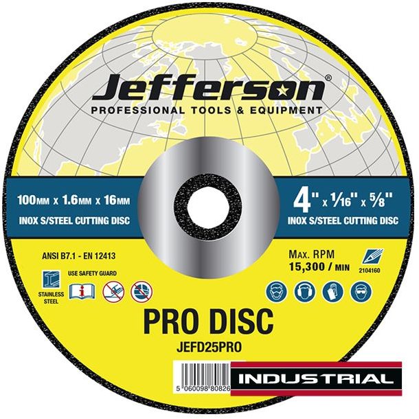 Jefferson Tools Jefferson Inox Cutting Disc 4" x 1.6mm 16mm Bore