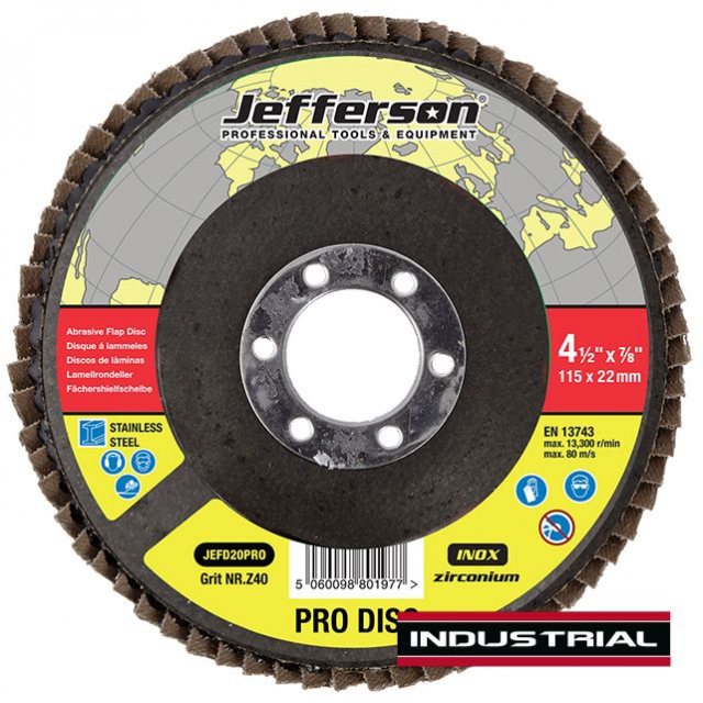 Jefferson Tools Jefferson Zircon Flap Disc 4.5" 22mm Bore