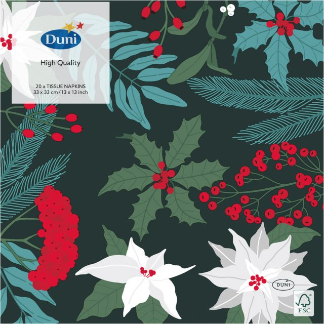 Duni Christmas Green Garden Napkin 20 Pack