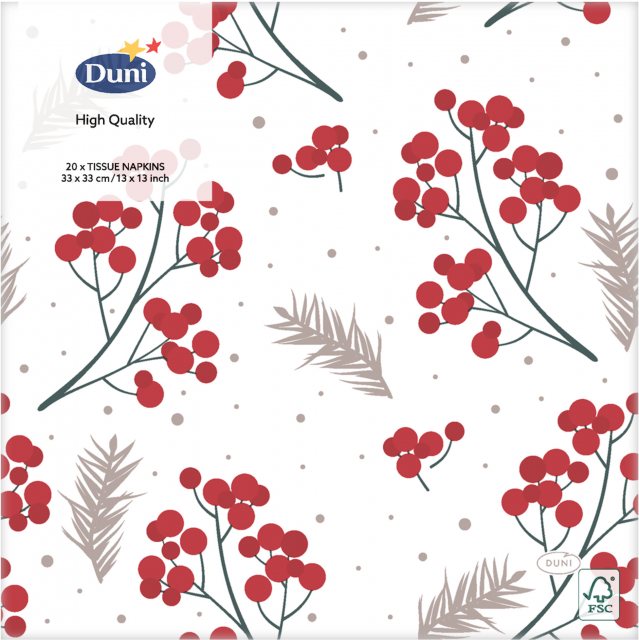 Duni Christmas Berry Merry Napkin 20 Pack