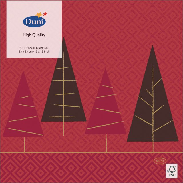 Duni Christmas Red Homely Winter Napkin 20 Pack