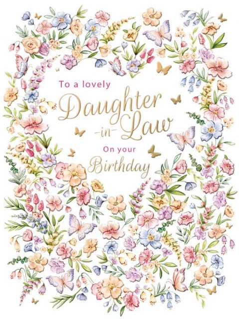 Butterflies & Flowers Daughter In Law Birthday Card