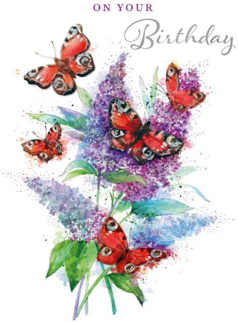 Floral Butterfly On Your Birthday Card