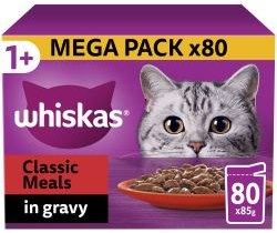 Whiskas Whiskas 1+ Cat Classic Meals In Gravy 85g 80 Pack