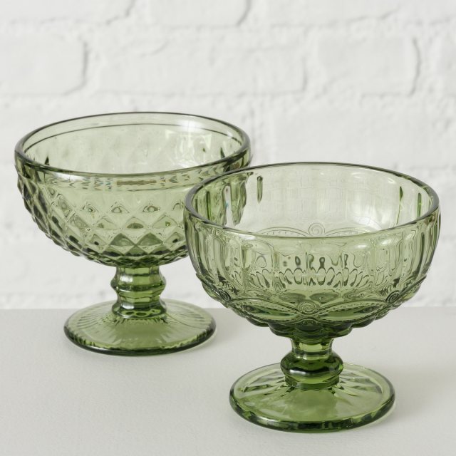 Boltze Aurora Bowl With Stand Green Assorted