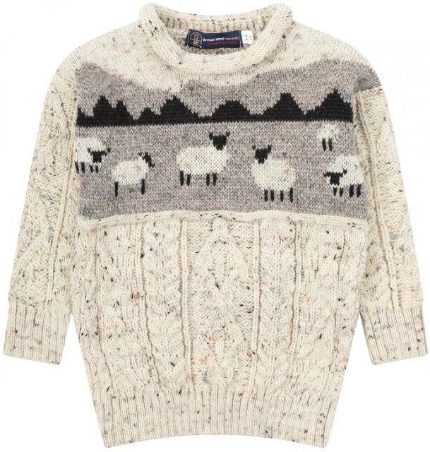 J M Cooper Kid's Sheep Jumper Aran Nepp