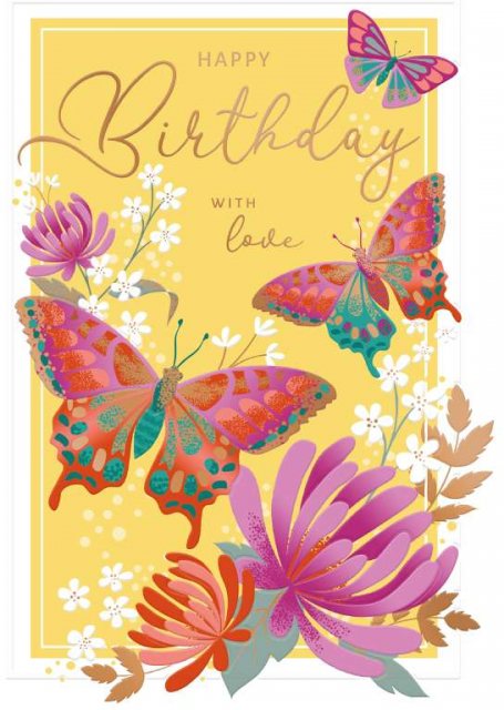 Butterflies Happy Birthday With Love Card