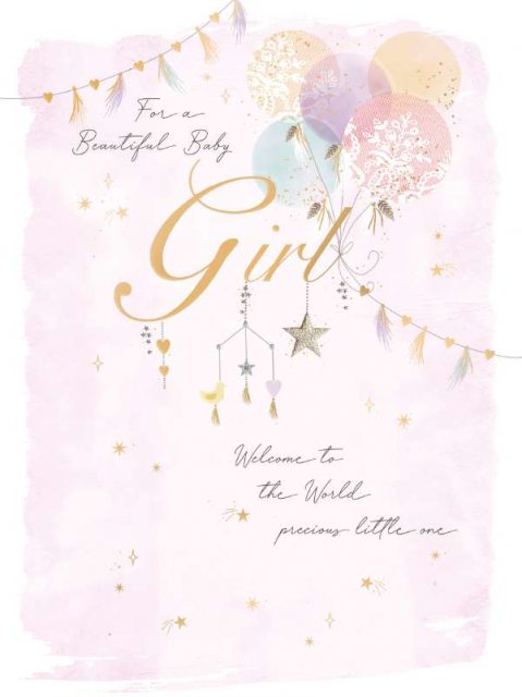 Balloons Baby Girl Card