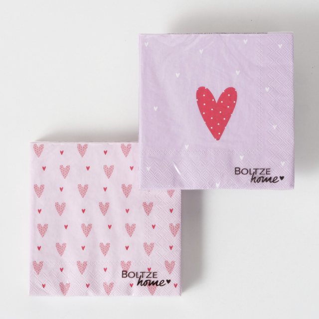 BOLTZE Boltze Milena Heart Napkin 20 Pack Assorted