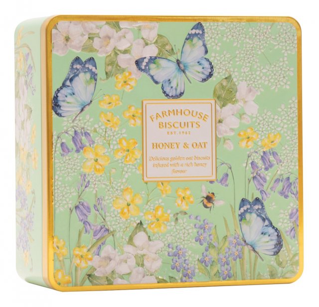 Farmhouse Biscuits Honey & Oat Biscuits Garden Tin 250g