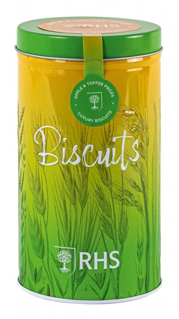 RHS Apple & Toffee Biscuits Tin 150g