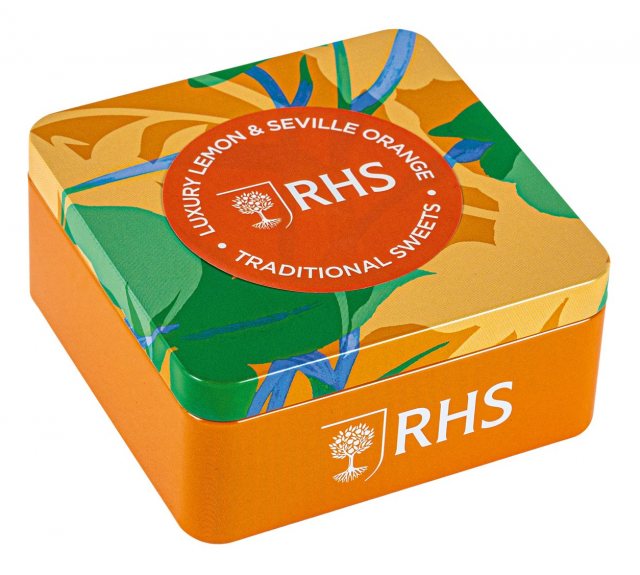 RHS Sicilian Lemon & Seville Orange Traditional Sweets Tin 120g