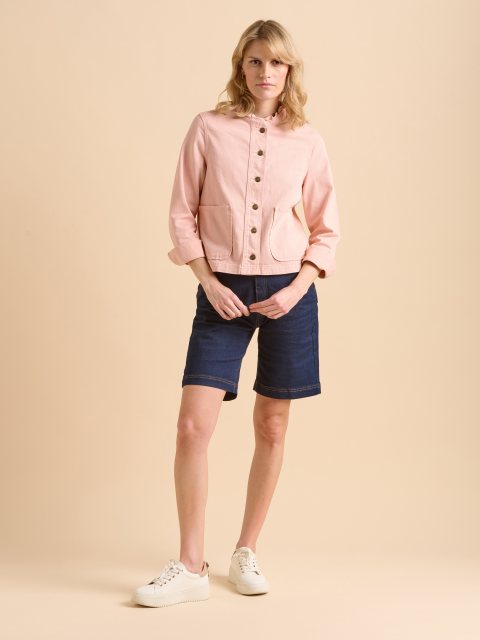 Brakeburn Brakeburn Denim Frill Neck Jacket Pink