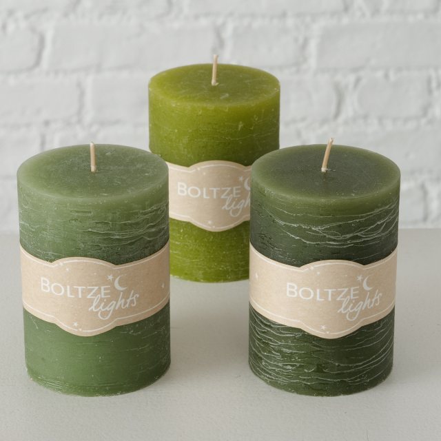 BOLTZE Boltze Pillar Candle Green Assorted