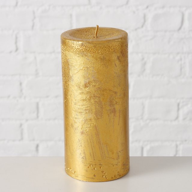 BOLTZE Boltze Pillar Candle Gold 14cm