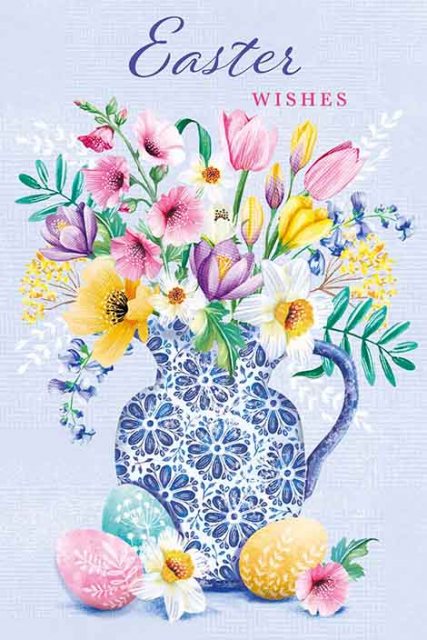 Easter Wishes Vase Of Flowers Card