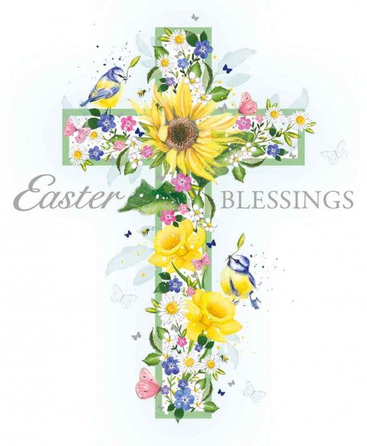 Easter Blessings Floral Cross Card