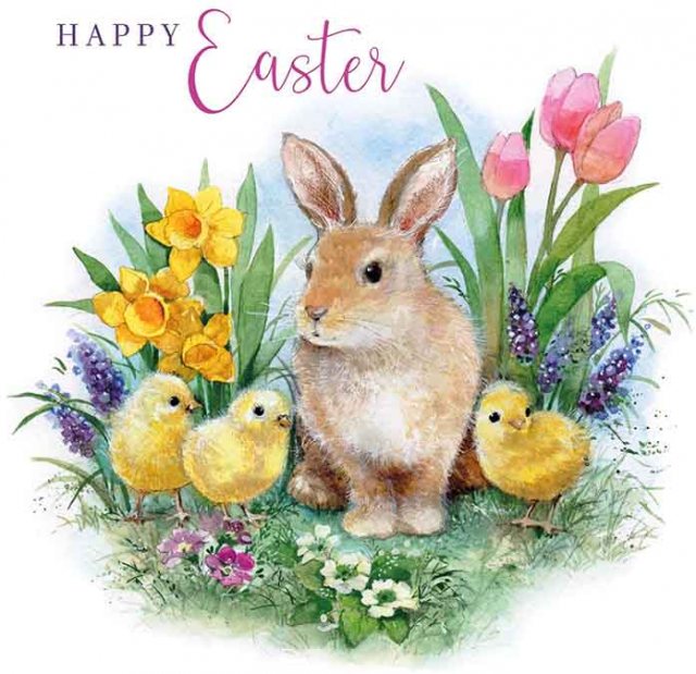 Happy Easter Bunny & Chicks Card