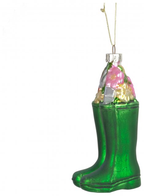 Ascalon Ascalon Glass Wellington Boot Bauble Green