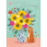 CARD CAT & FLOWERS