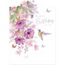 CARD FLOWERS & HUMMINGBIRD ATR