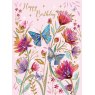 CARD BUTTERFLIES & PINK FLORAL DN