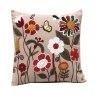 CUSHION EMBROIDERED BEIGE/RED FLORAL