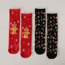 SOCK MILO 2PK XMAS RED/BLACK